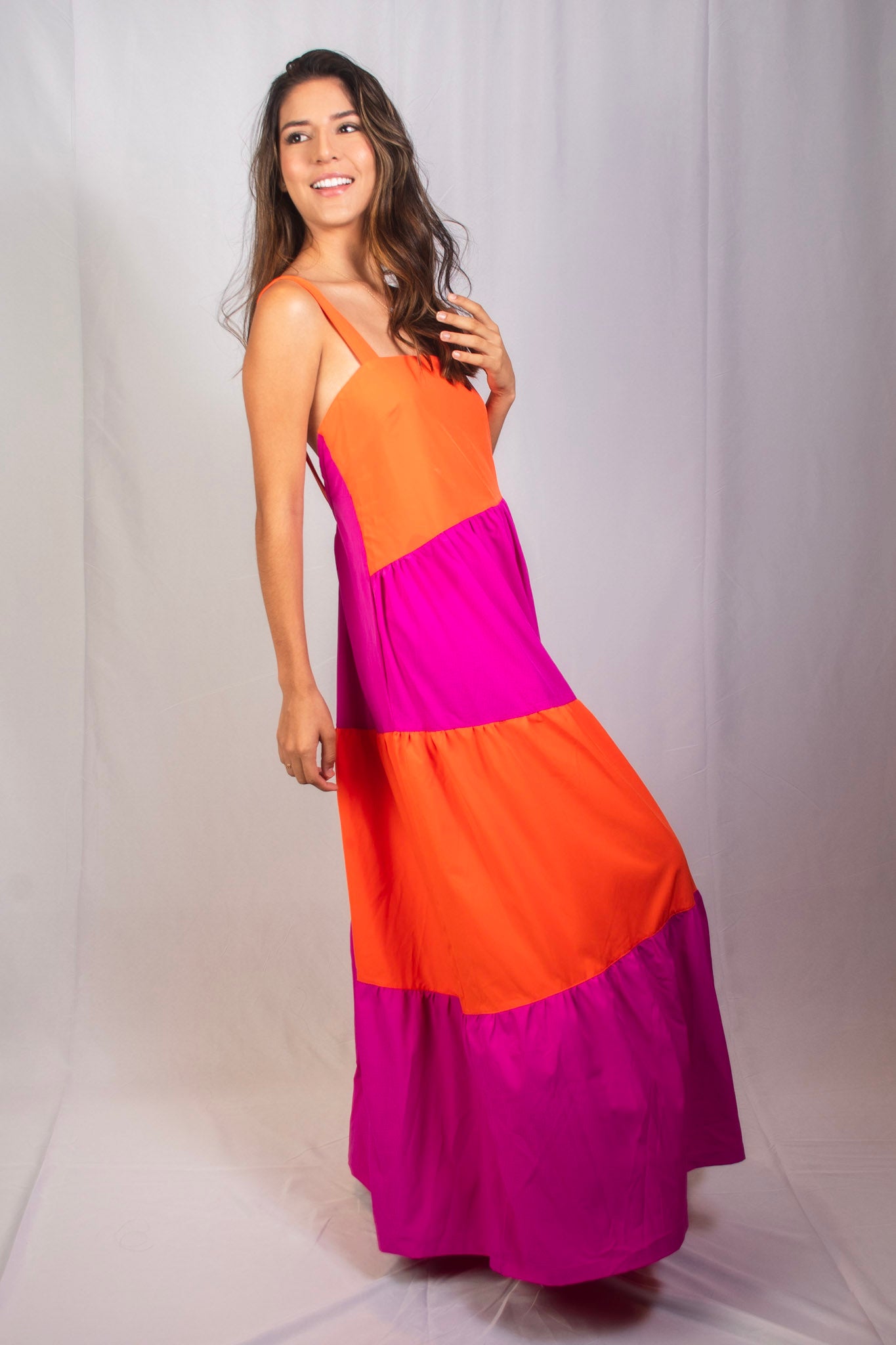 Vestido con bloques de color