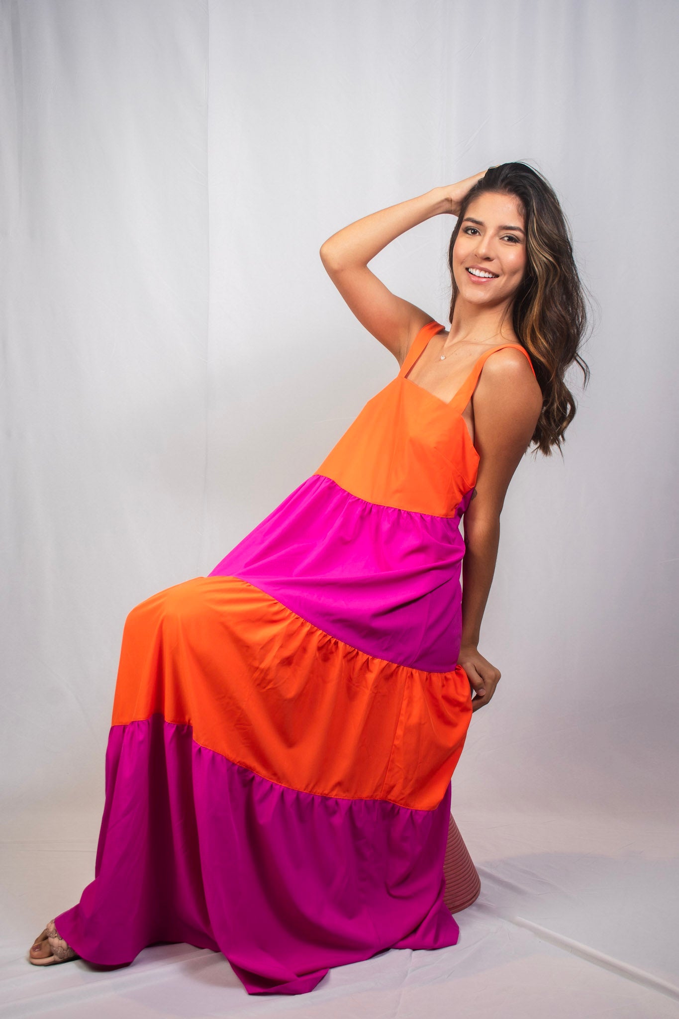 Vestido con bloques de color