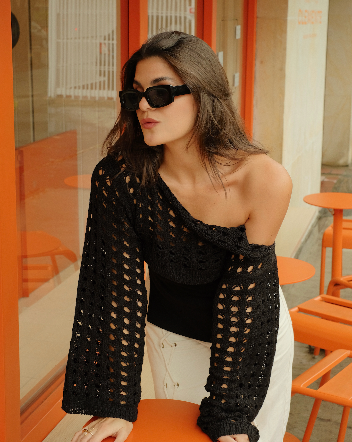 Manguitos malla no tan básico Top