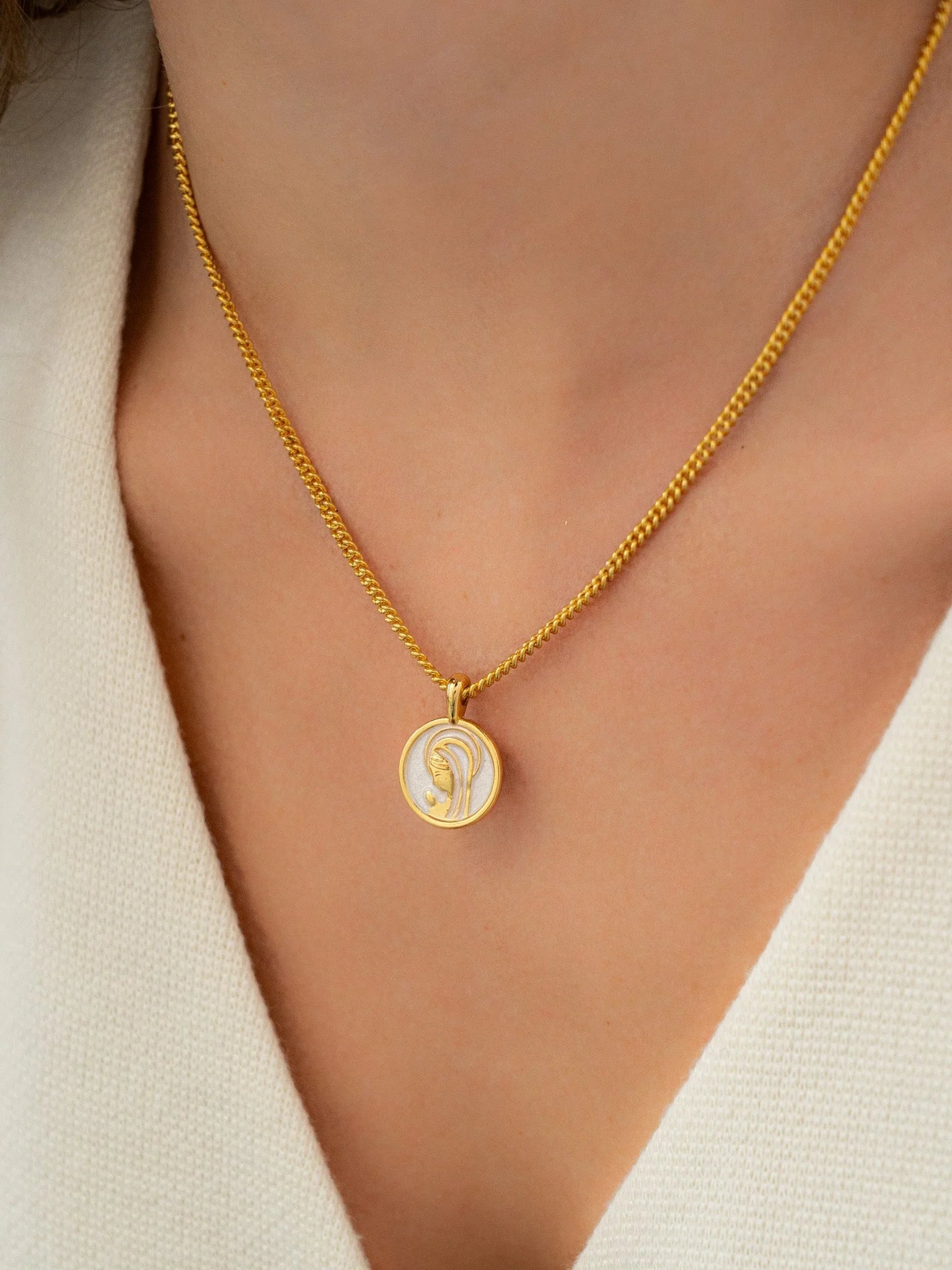 Virgin Mary Necklace Set + Earrings