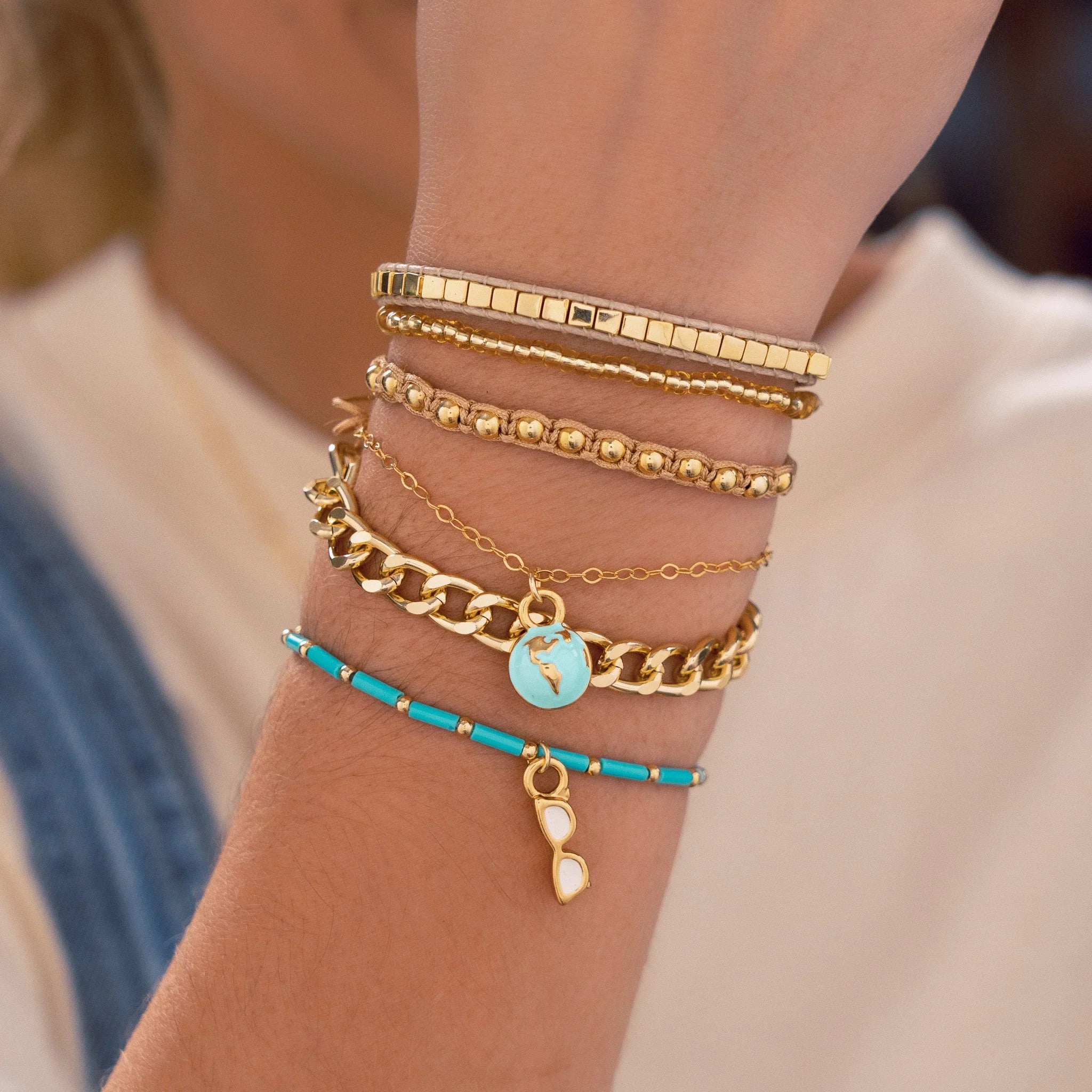 Glasses Charms Bracelet Set + Earrings