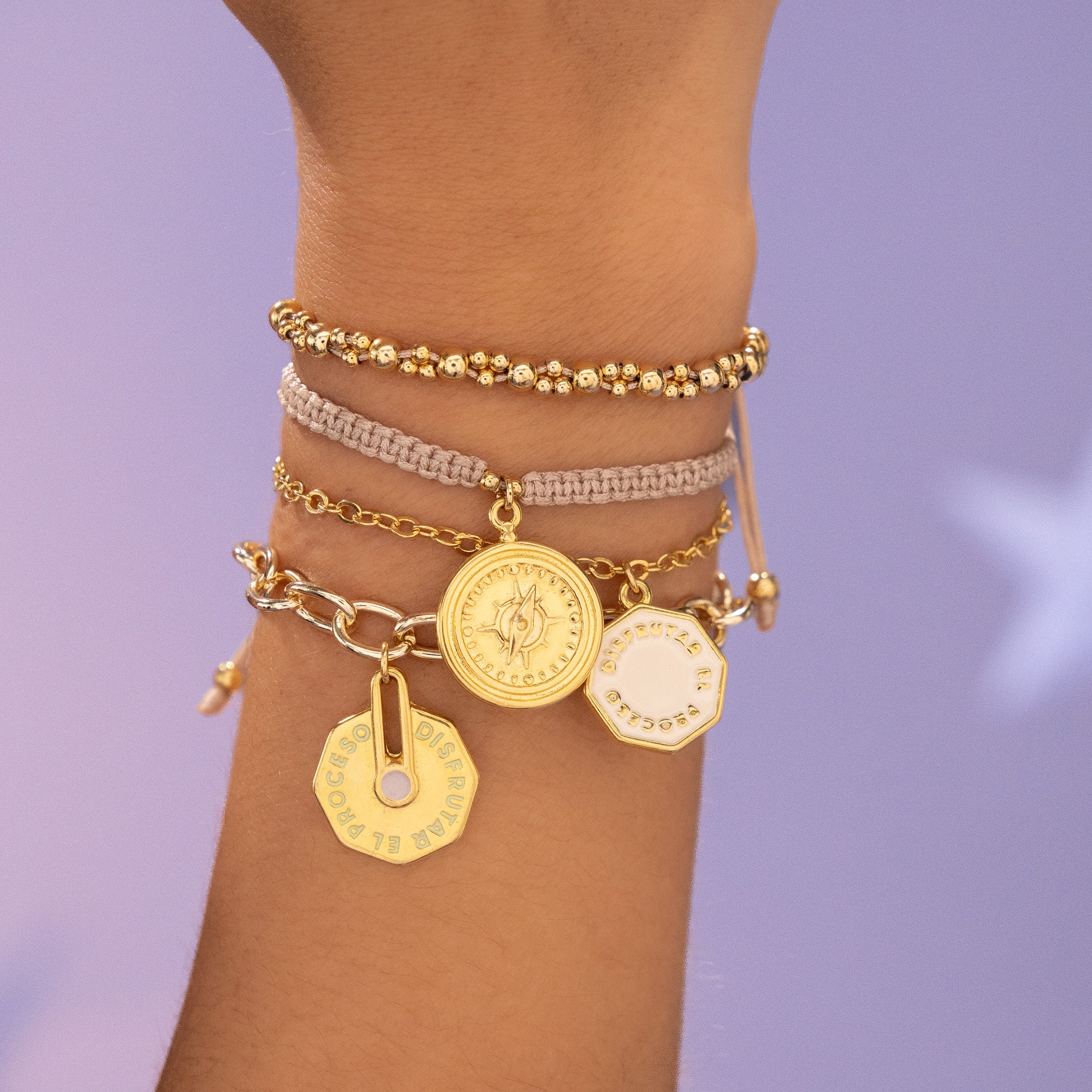 Compass and Dream 4-Piece Bracelet Set + Earrings