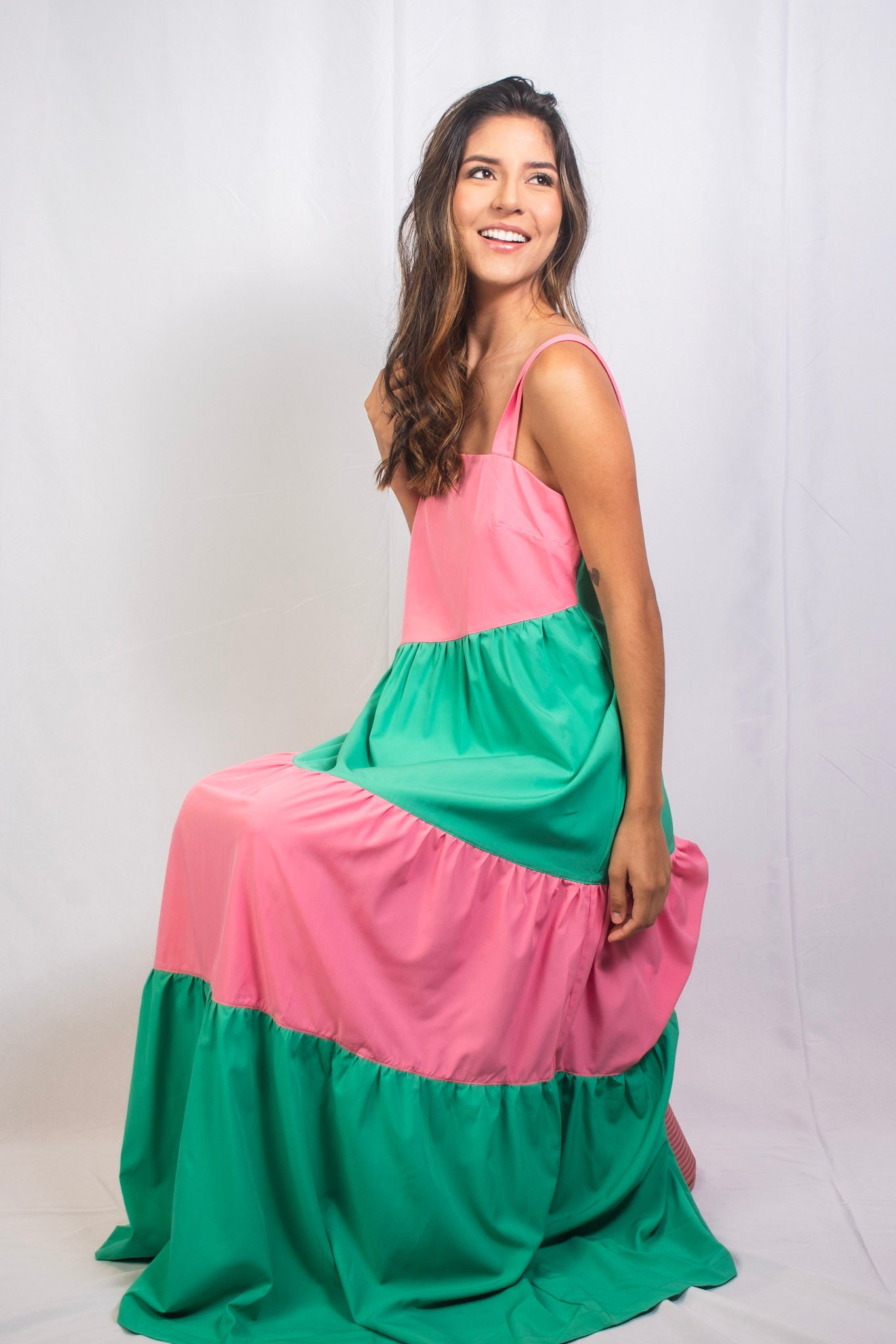 Vestido con bloques de color