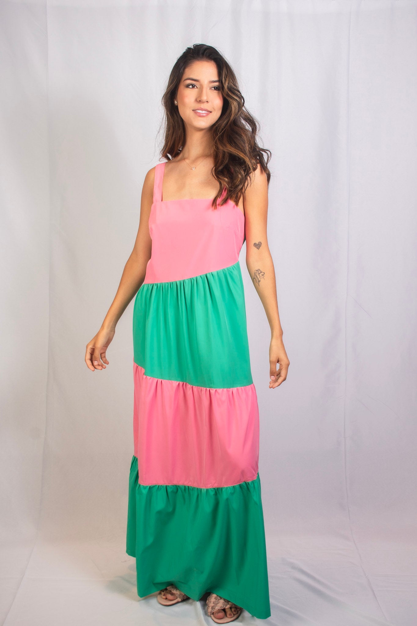 Vestido con bloques de color