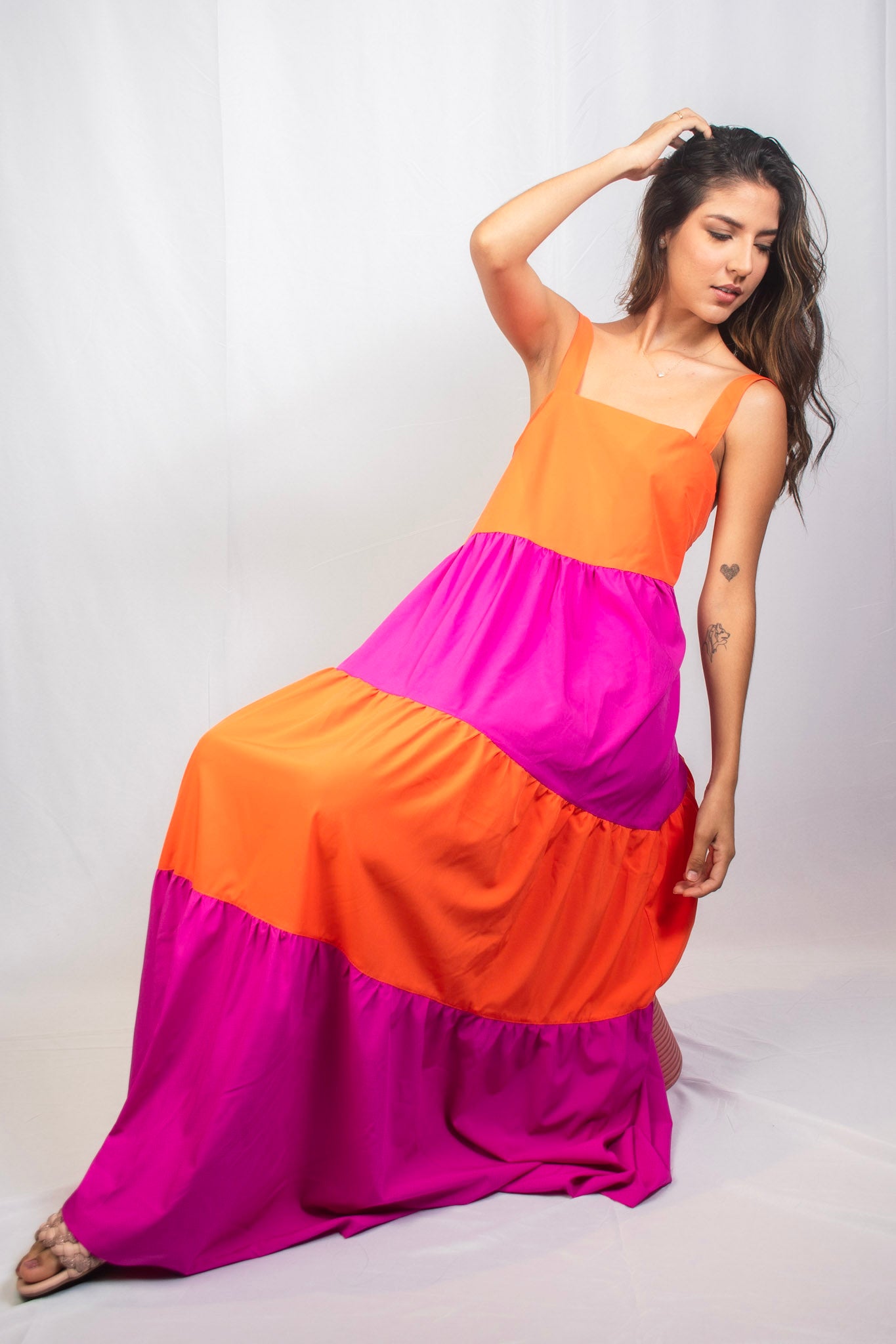 Vestido con bloques de color
