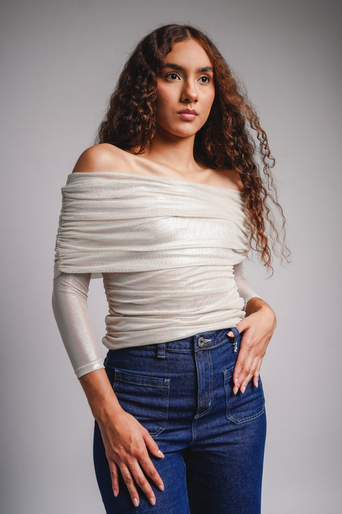 Satin Off-Shoulder Top