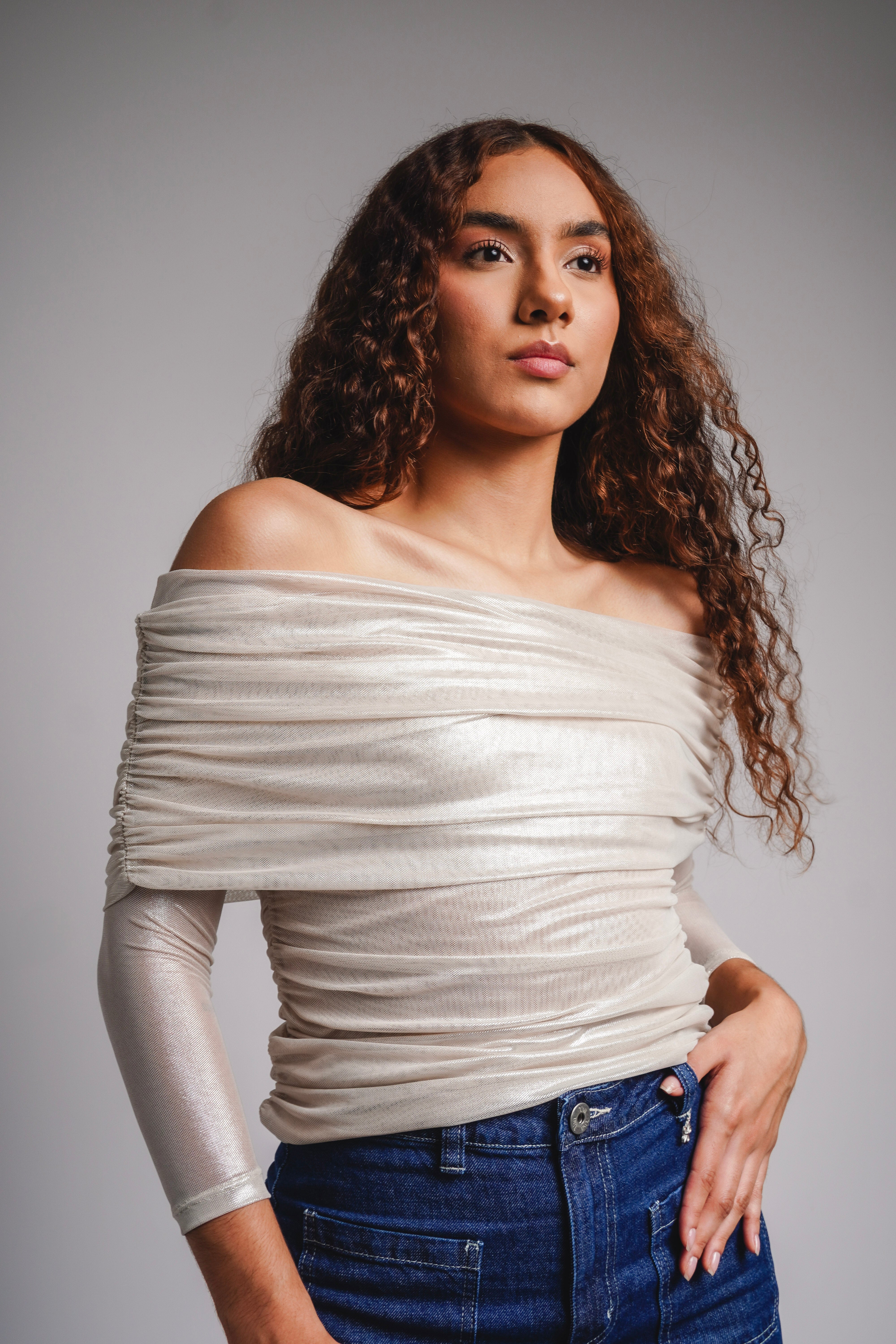 Satin Off-Shoulder Top