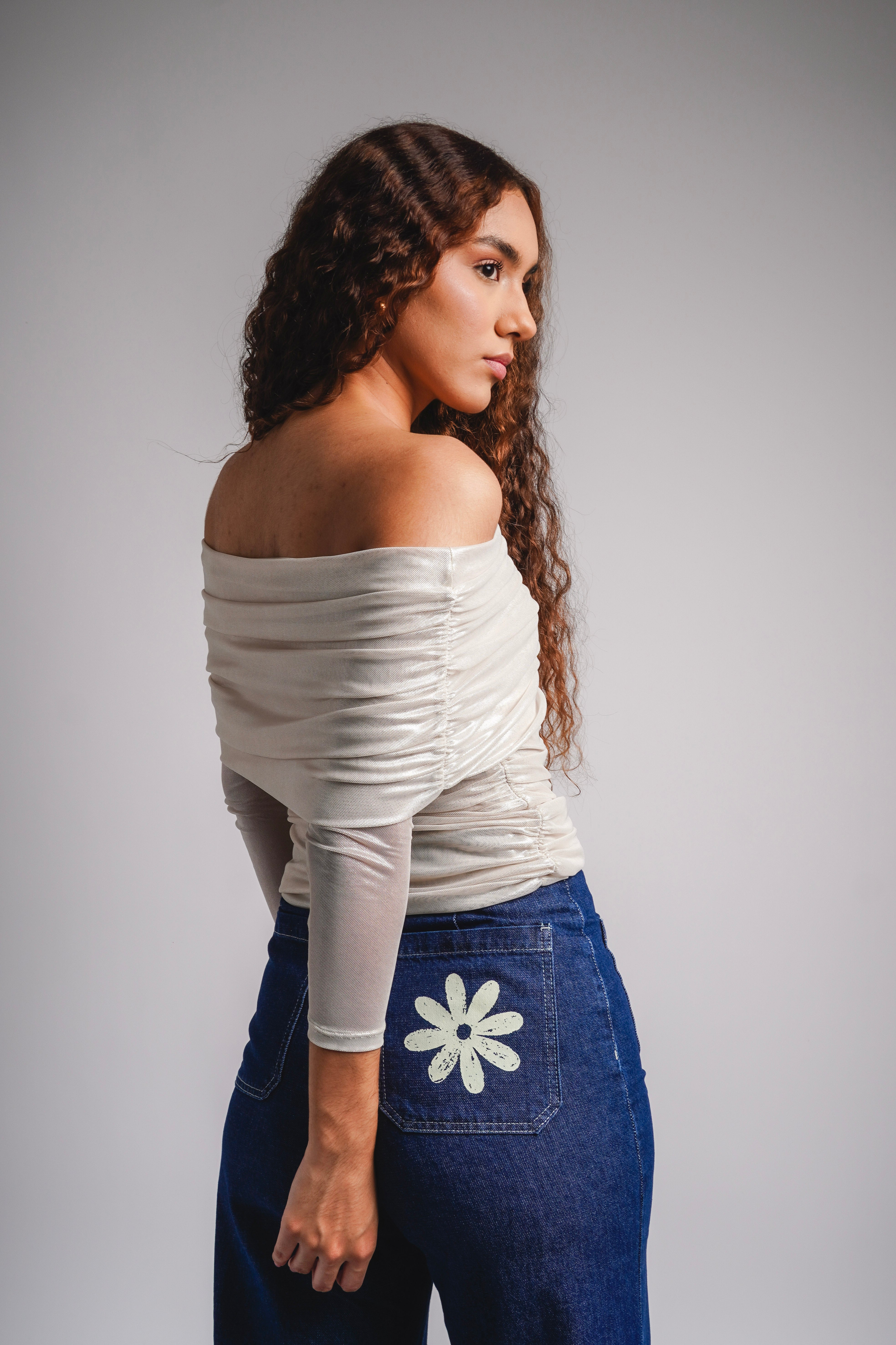 Satin Off-Shoulder Top