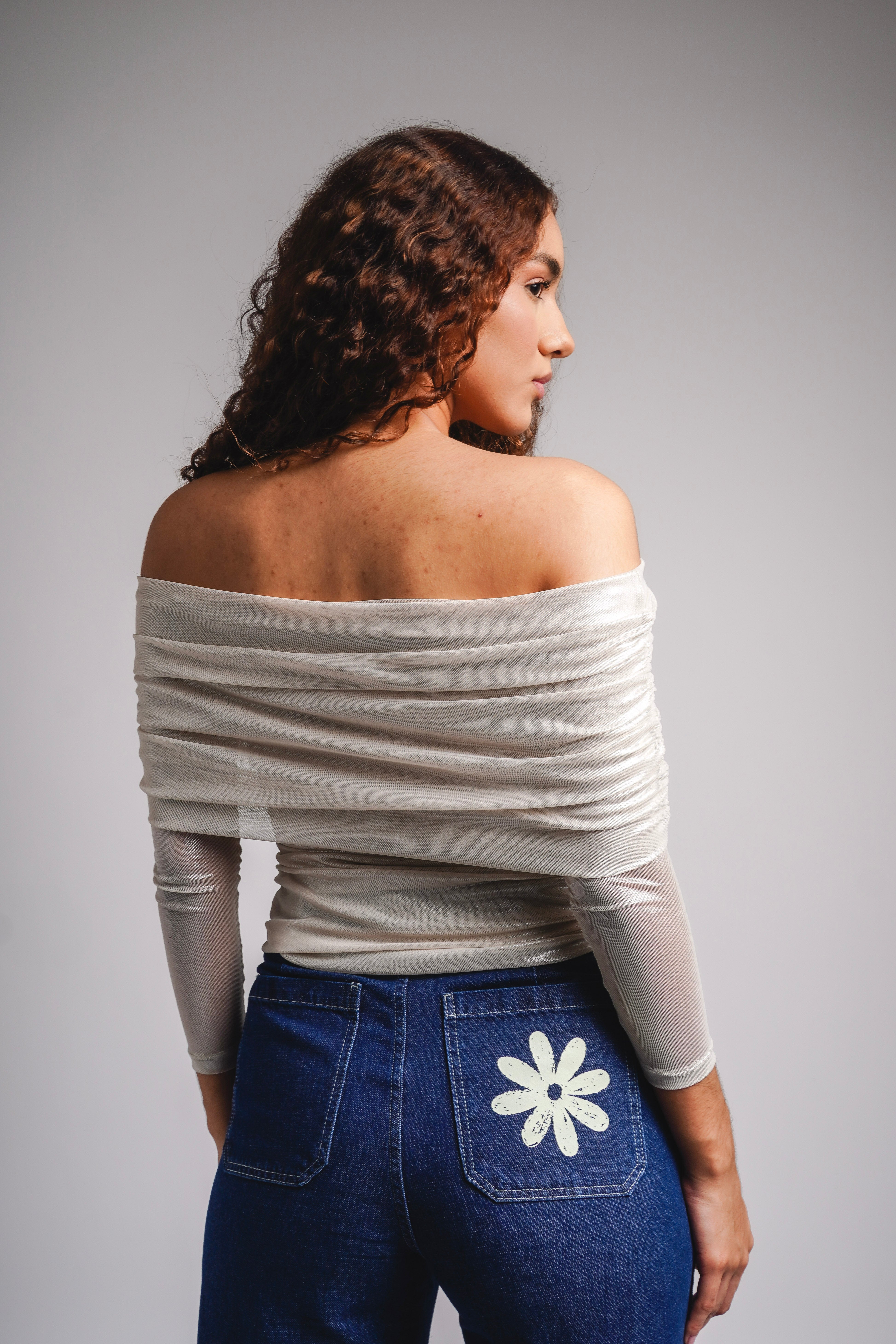 Satin Off-Shoulder Top