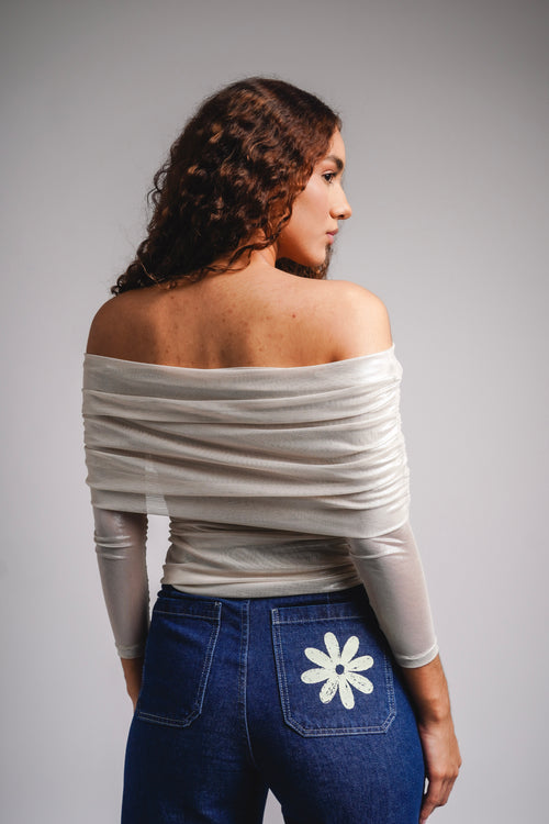 Satin Off-Shoulder Top