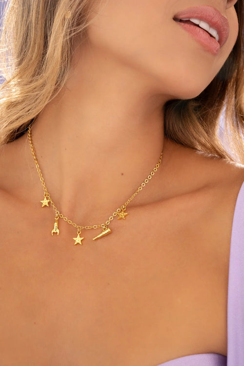 Collar y pendientes con dijes surtidos "Alcanza las estrellas"