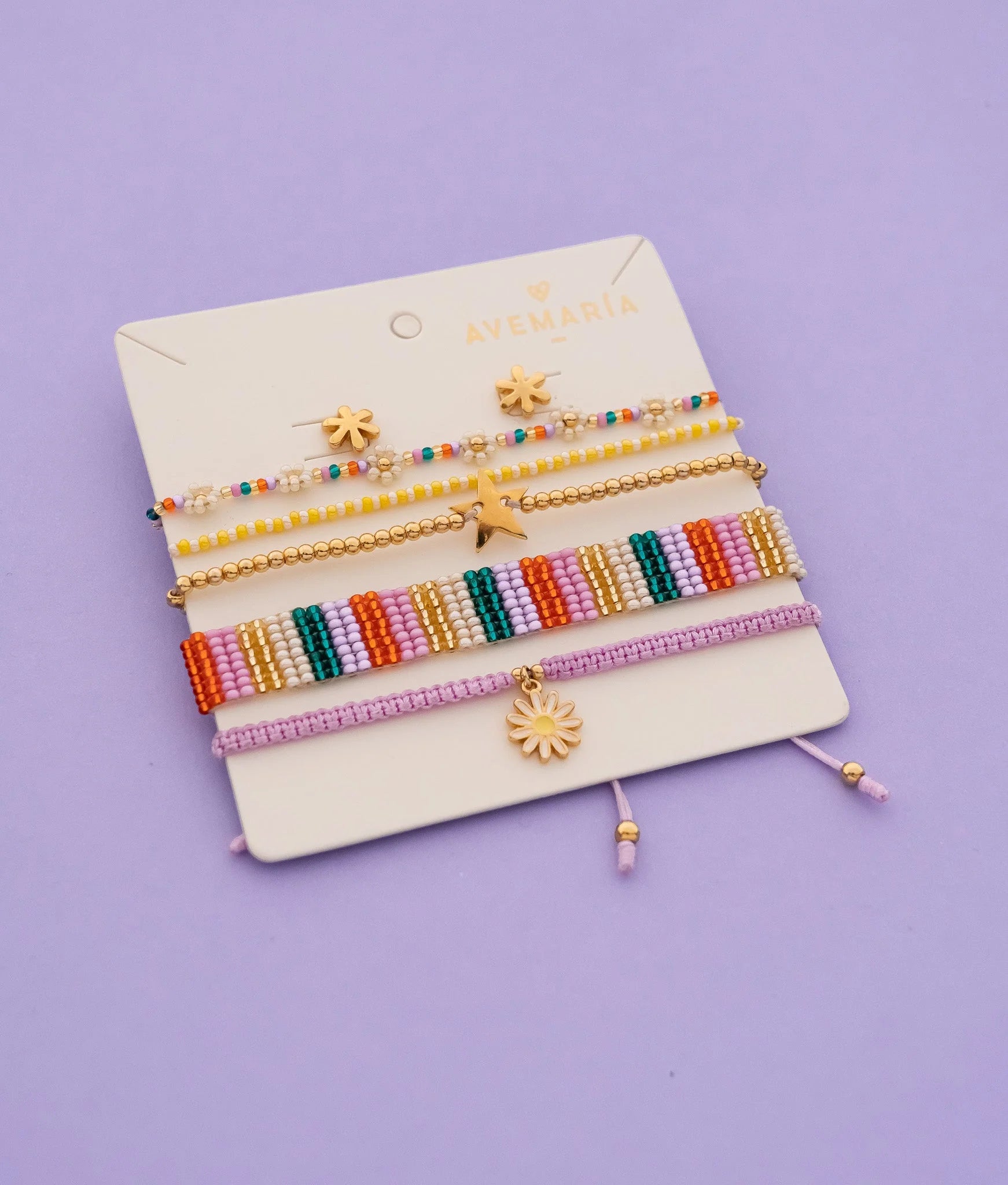 Daisy Charm Bracelet Set + Earrings
