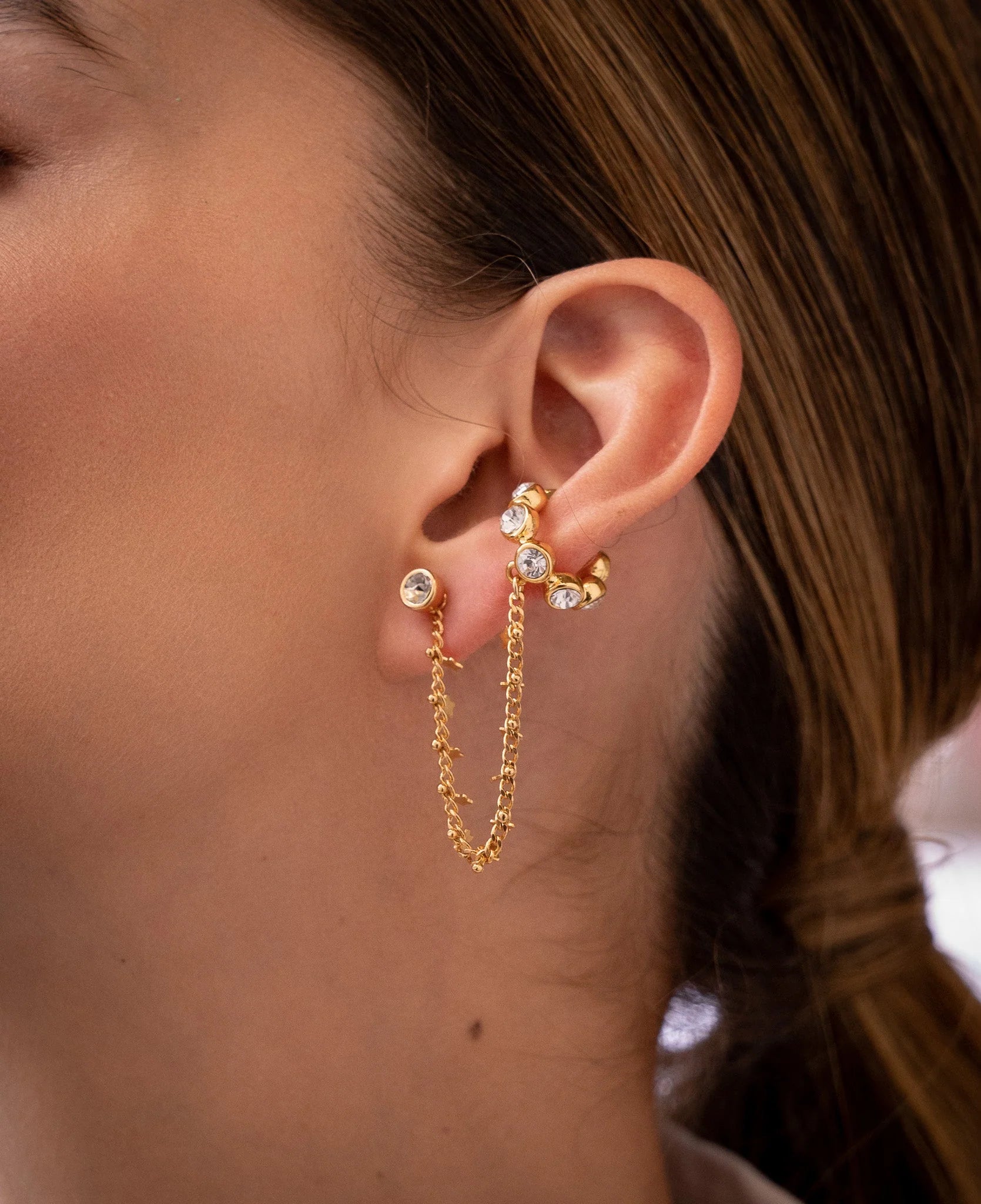 Earrings + Crystal Earcuff Set