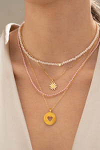 Heart and Daisy Necklace Set + Earrings