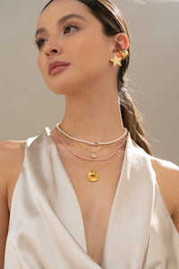 Heart and Daisy Necklace Set + Earrings